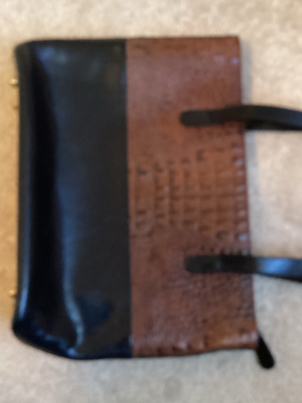 Brahmin Black and Brown Vintage Melbourne Embossed Leather Shoulder Bag